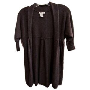 Vertigo Paris Women's M Angora Wool Blend Brown Short Sleeve Open Front Cardigan